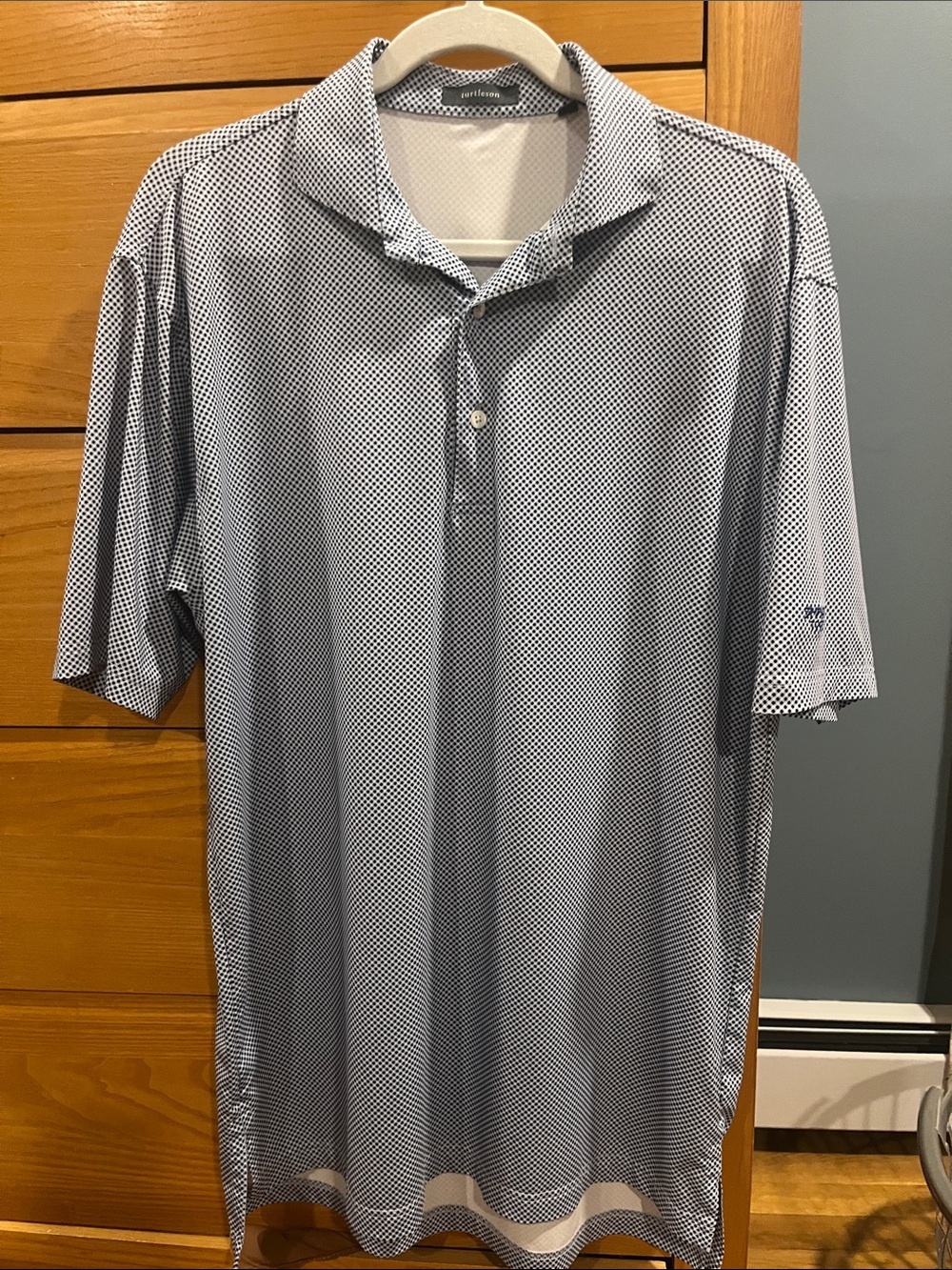 Turtleson Blue Micro-Pattern Polo Shirt | Medium
